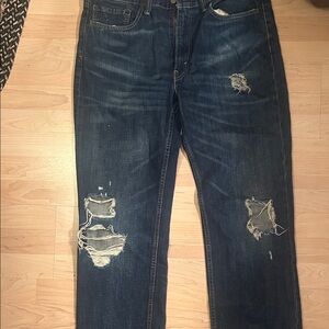 Levi's Men's Relaxed Fit Distressed Dark Blue Jeans